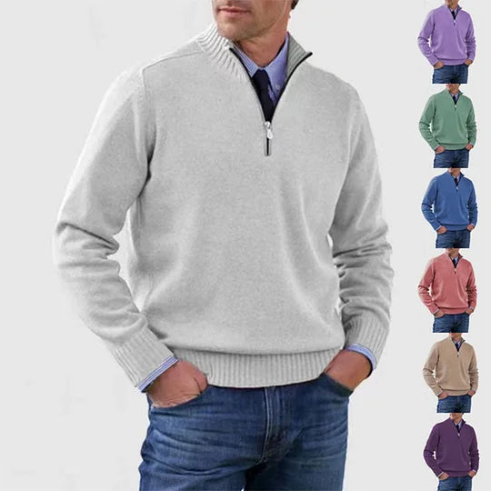 Ben – Modischer Warmer Pullover Mit Halbem Reißverschluss