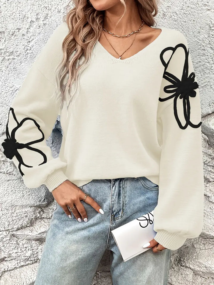 Semira – Langarm Pullover Mit Blumen Stickerei