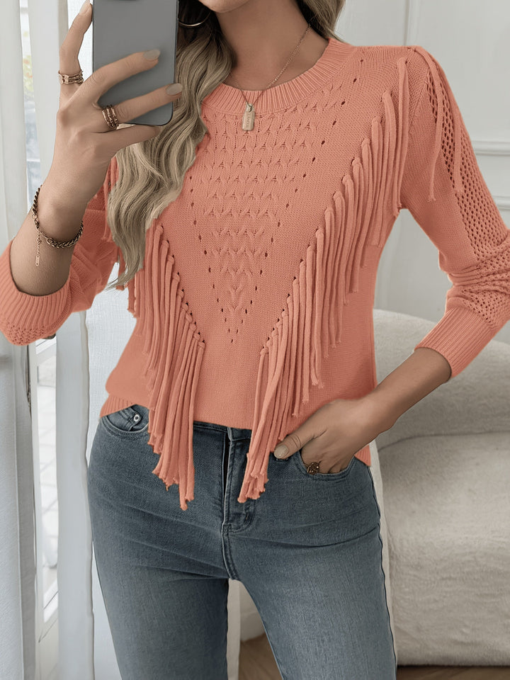 Thindra – Fransiger Pullover Mit Langen Ärmeln