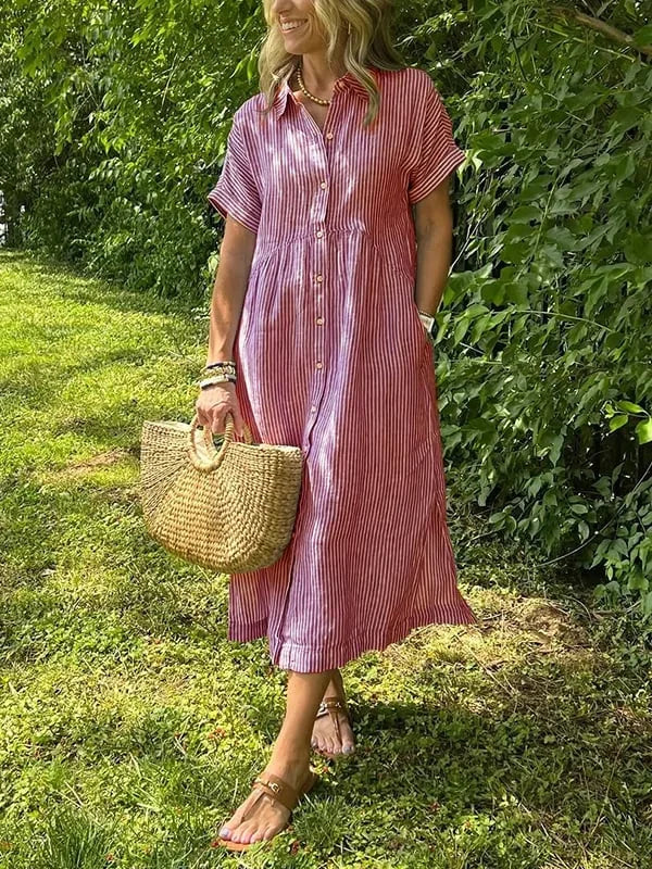 Samara - Stilvolles Gestreiftes Hemdkleid