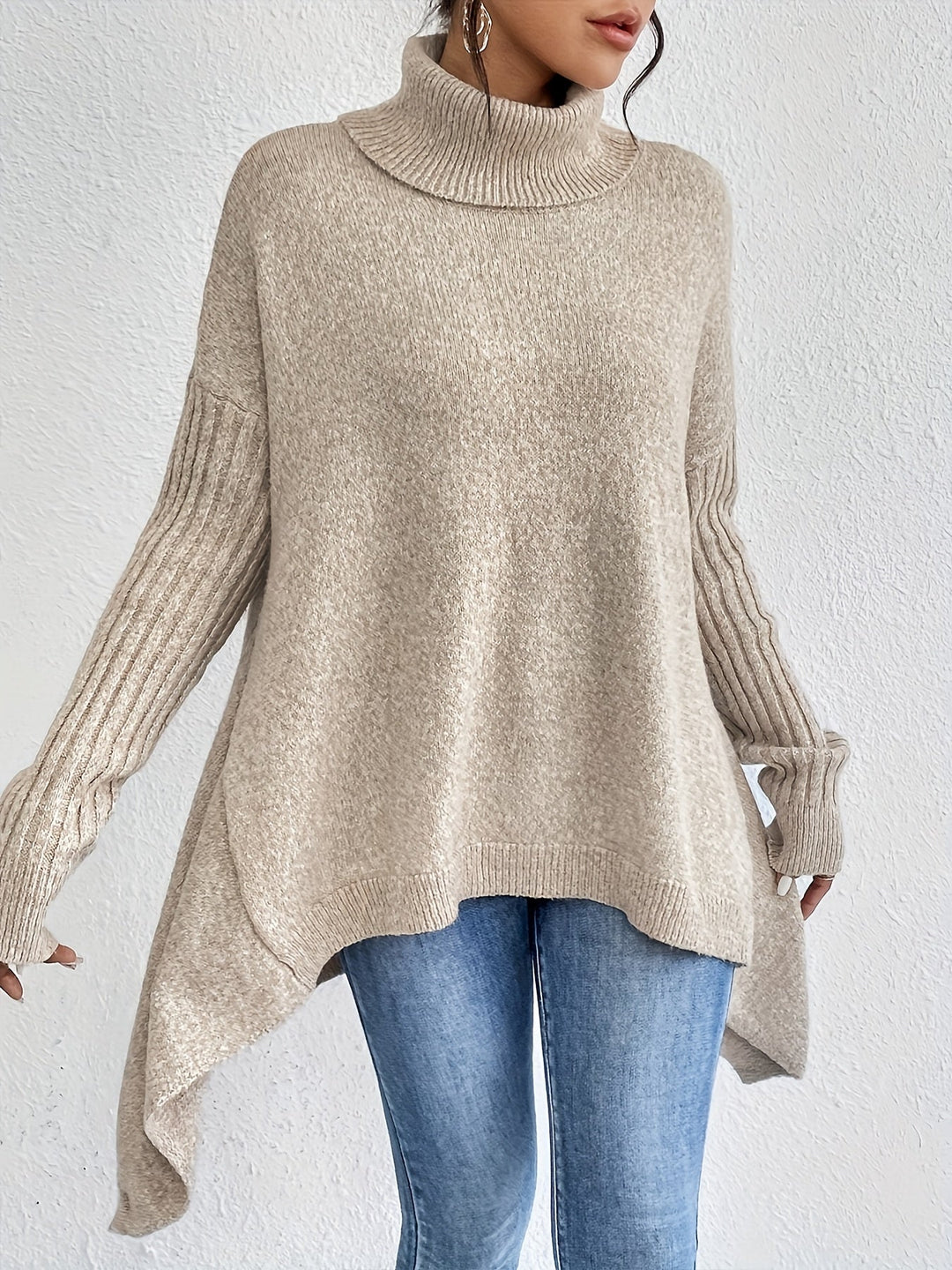 Tahlia – Lässiger Langarm-Pullover Mit Hohem Kragen