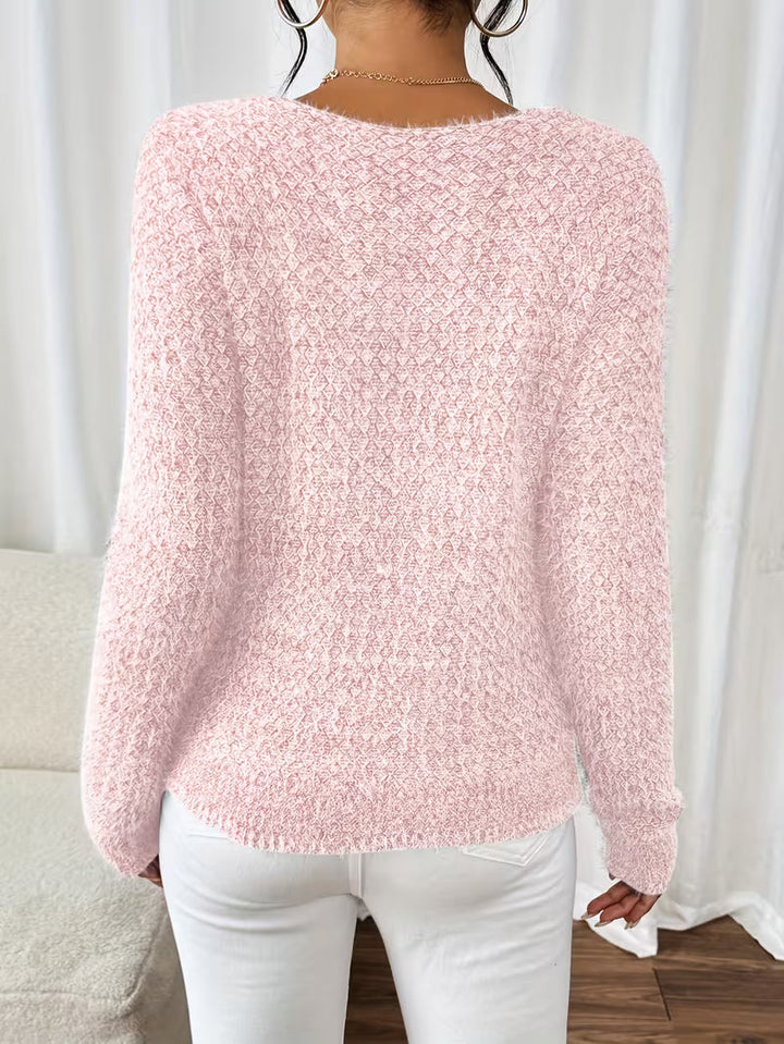 Aderah - Lockere Passform V-Ausschnitt Pullover