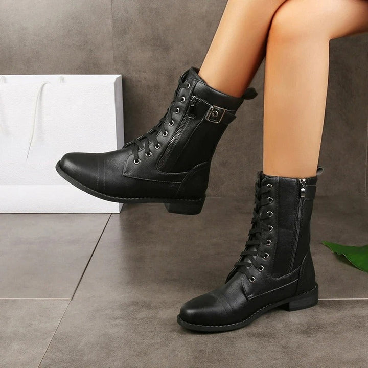 Eugenie – Orthopädische Seitlichem Reißverschluss Lederstiefel
