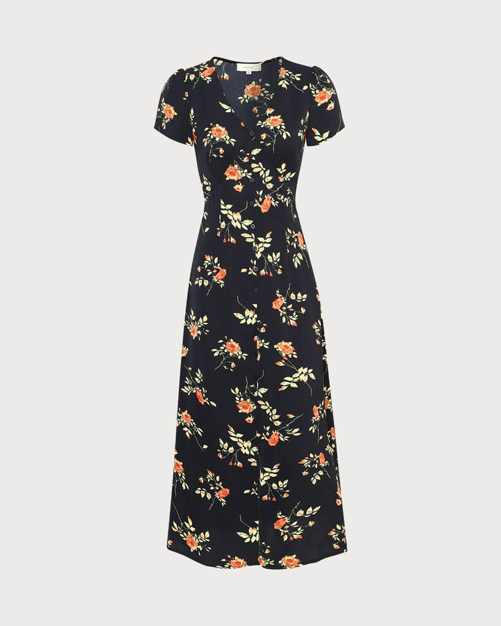 Kambria – Kurzärmeliges Midikleid Mit Blumenmuster