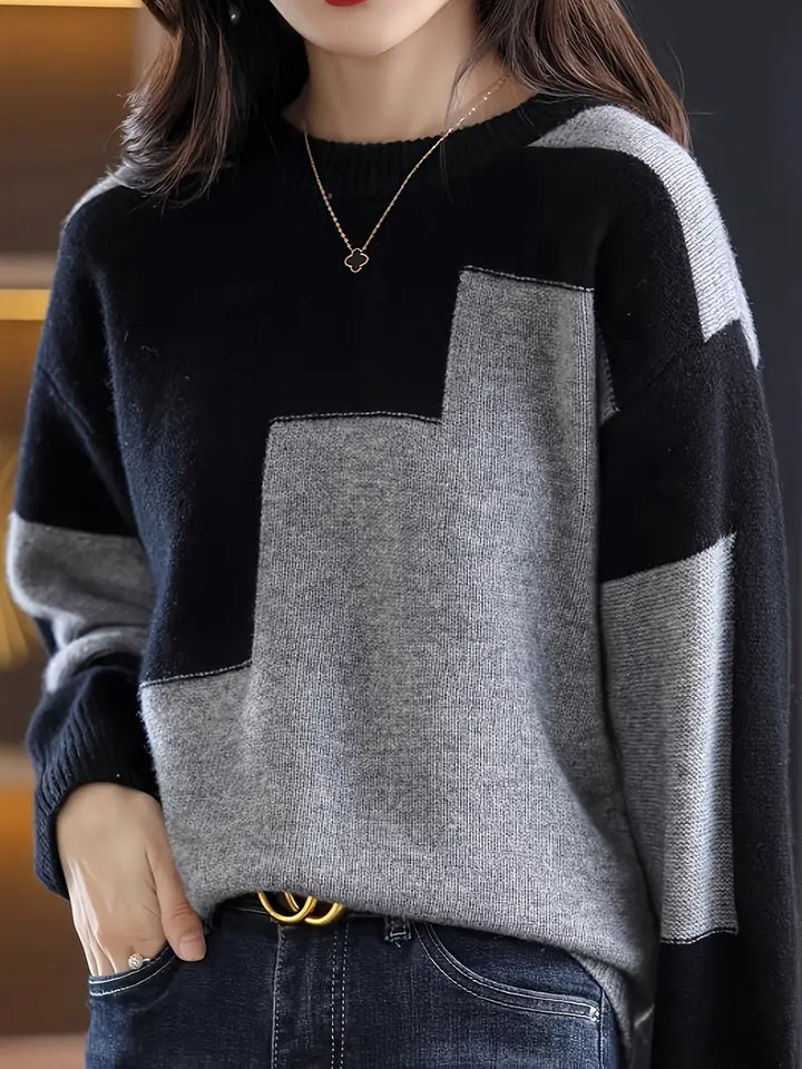 Gala – Eleganter Langarm Pullover Mit Geometrischem Muster