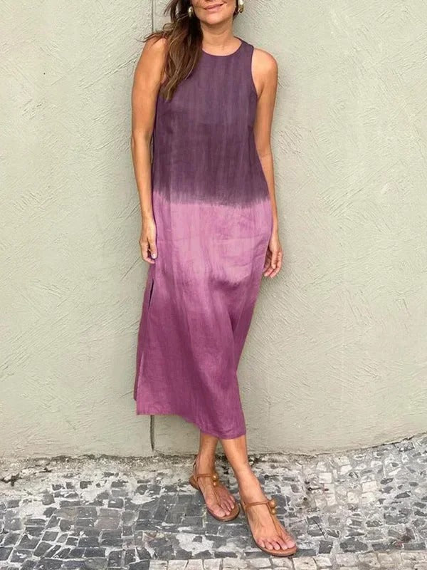 Melisa - Kleid Mit Rundhalsausschnitt Aus Baumwolle Und Leinen
