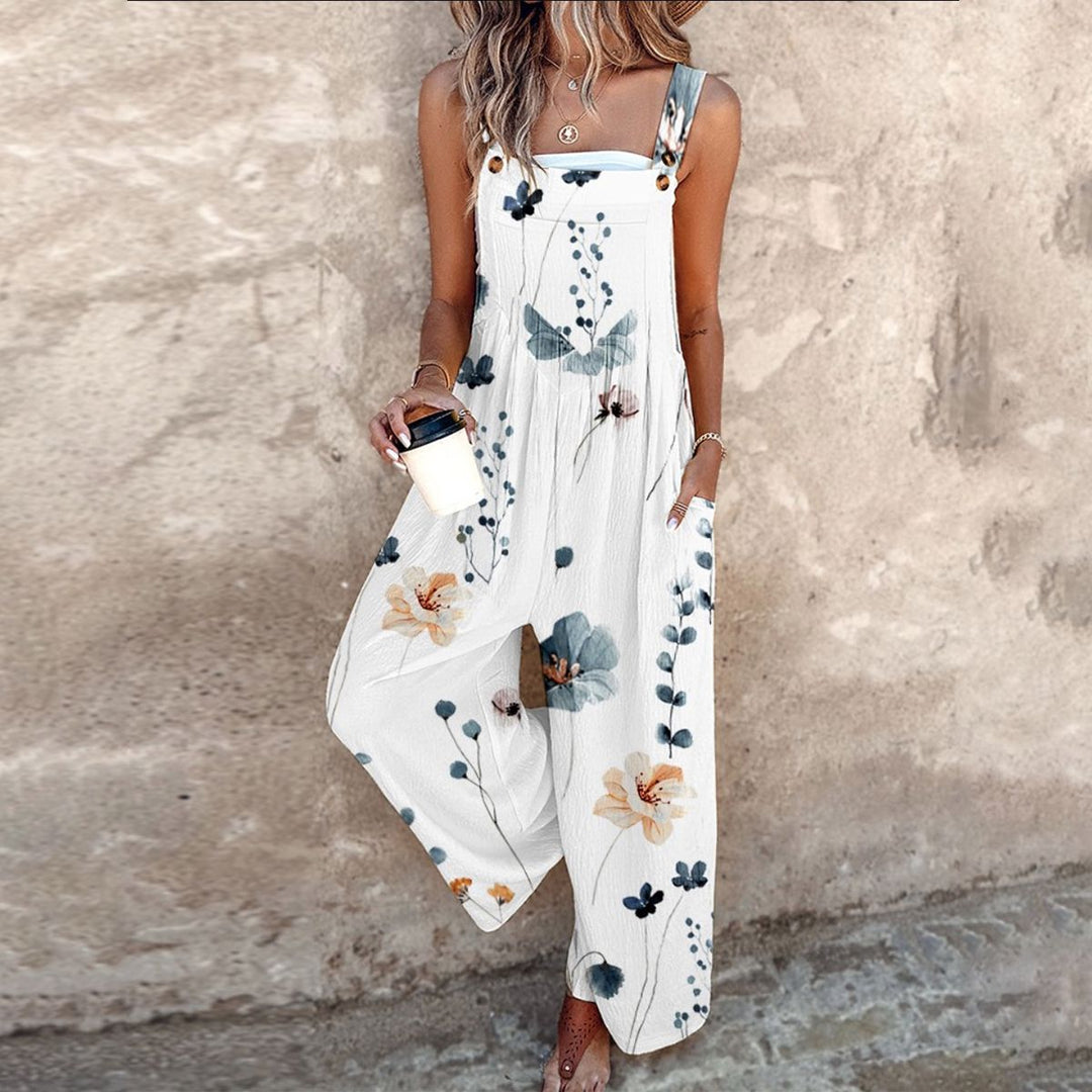 Nerys – Stilvoller Armelloser Jumpsuit Mit Blumen Drucken