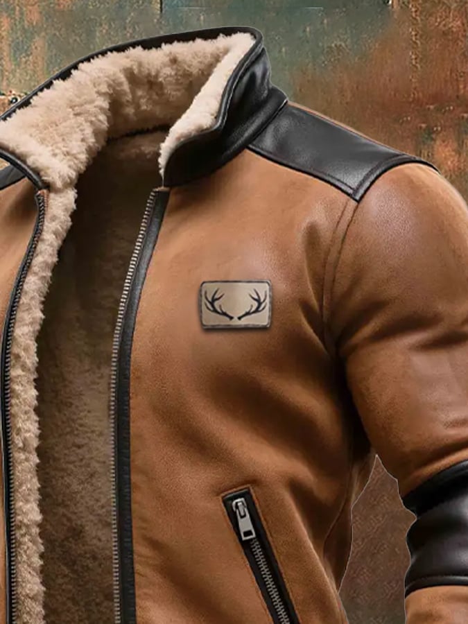 Labuschagne – Warme Vintage Jacke Aus Wildleder Und Leder