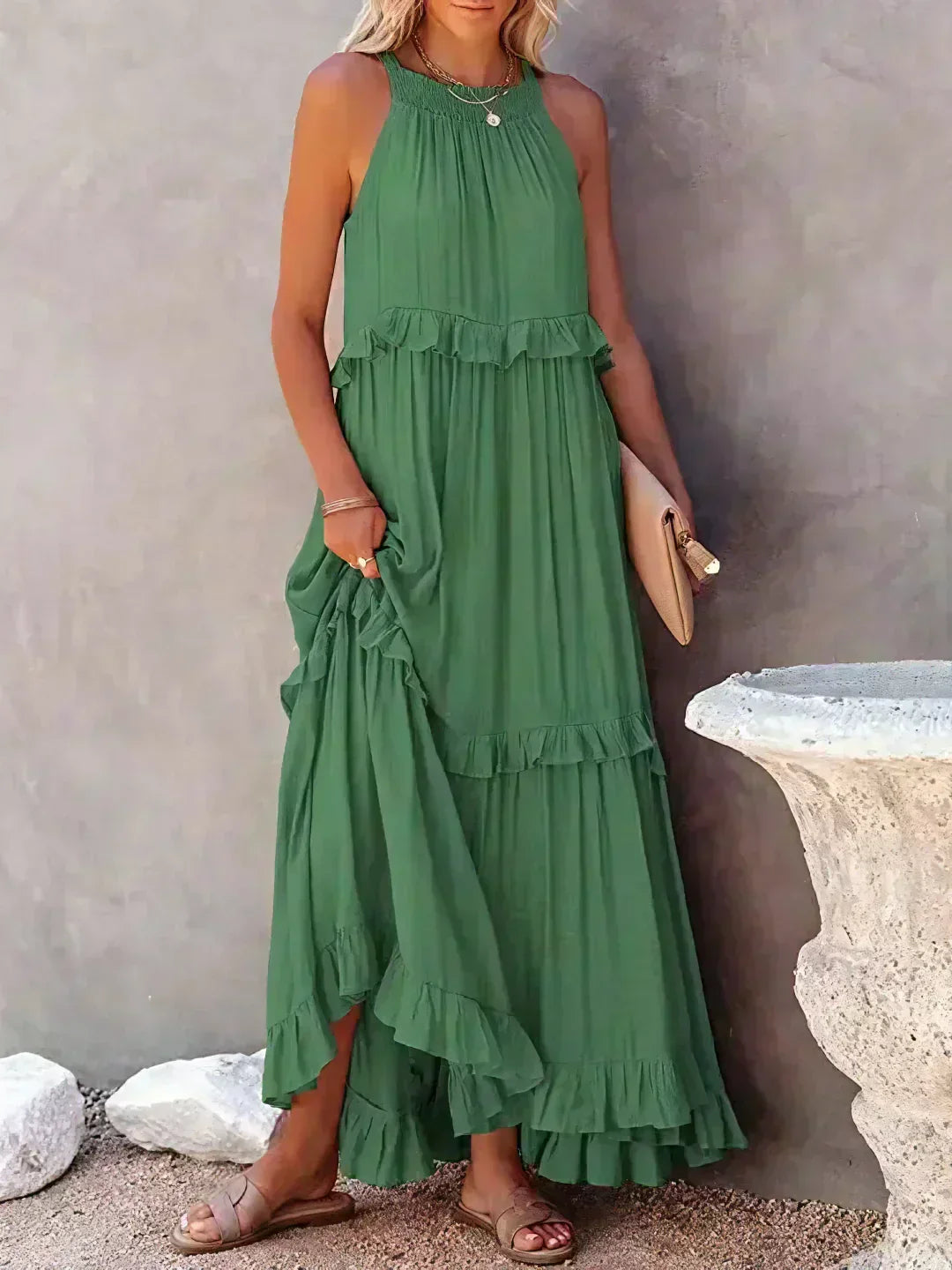 Hayley – Elegantes ärmelloses Kleid Mit Rüschen