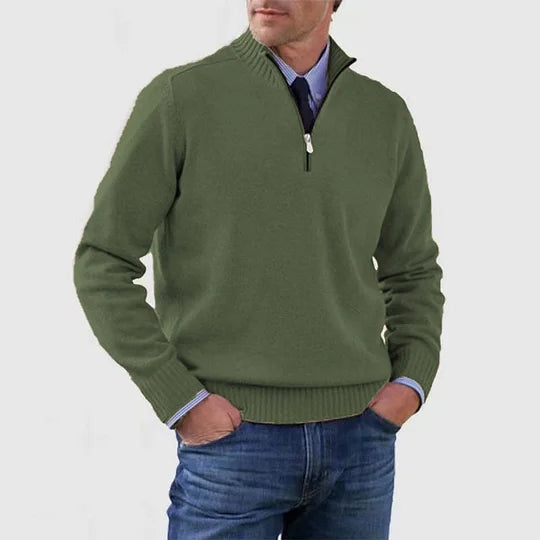 Ben – Modischer Warmer Pullover Mit Halbem Reißverschluss