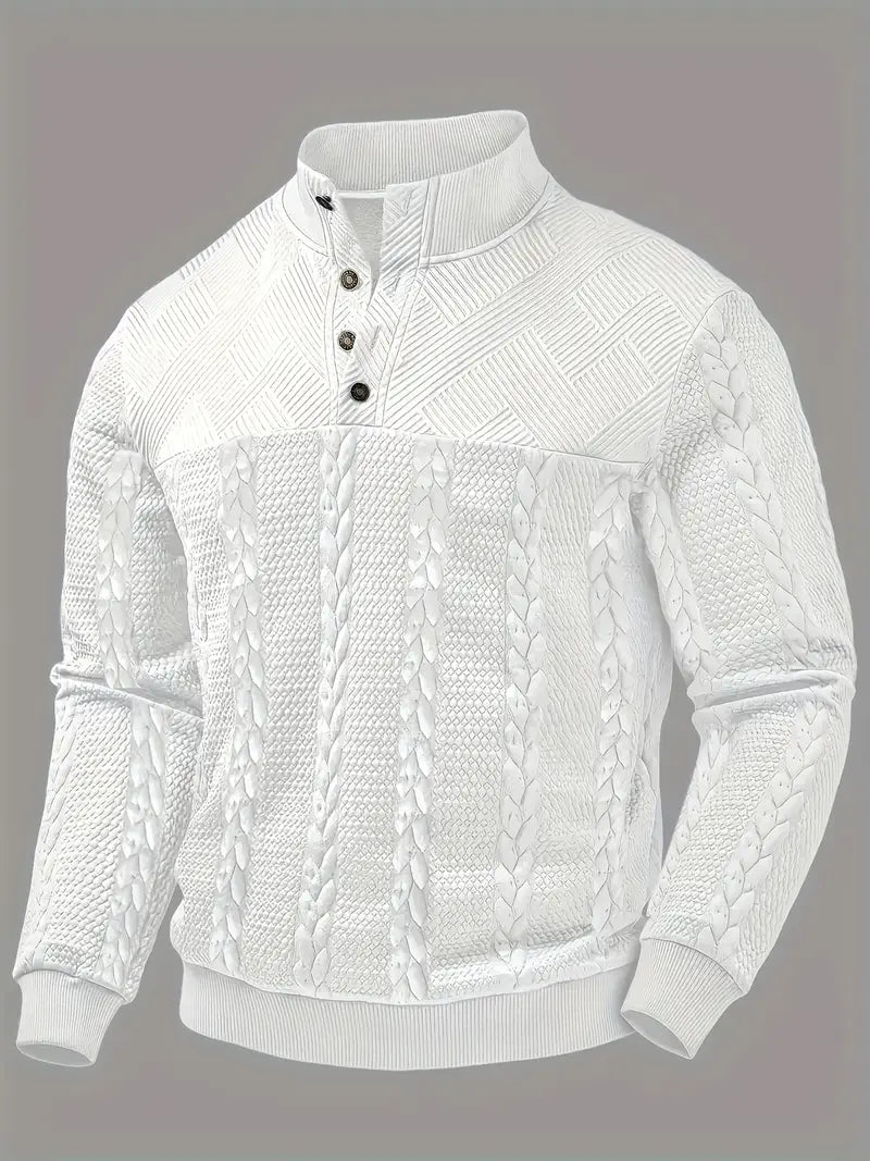 Dawson – Langärmeliger Henley Pullover Mit Streifenmuster