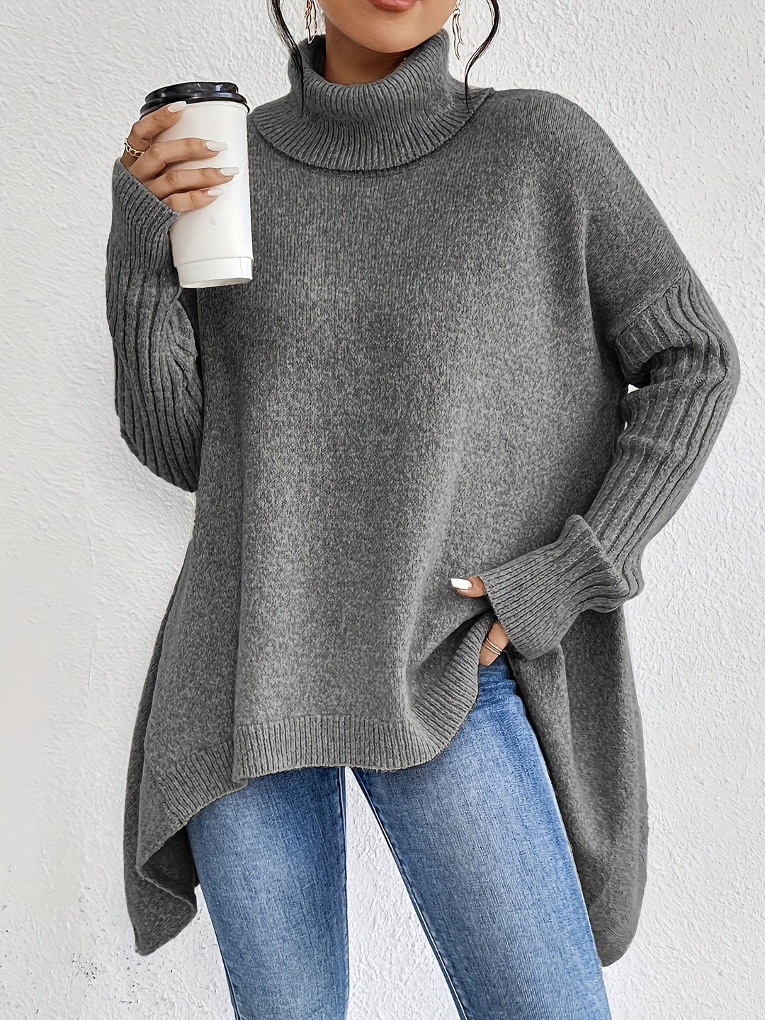 Tahlia – Lässiger Langarm-Pullover Mit Hohem Kragen