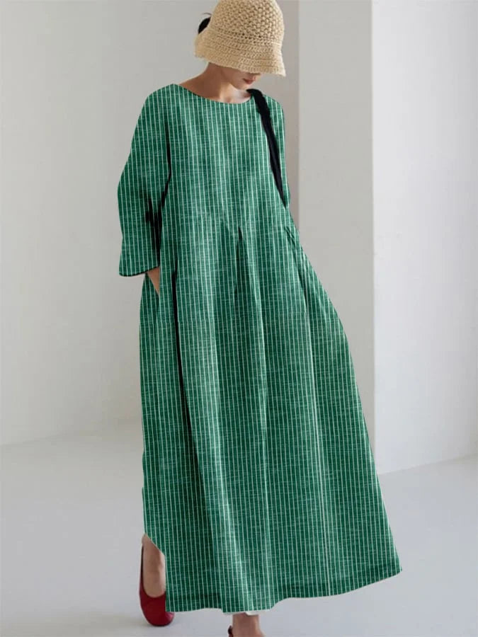 Olivia – Vintage Kleid Mit Streifen Und Lockerer Passform
