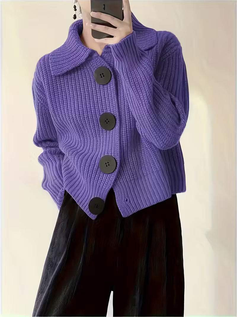 Agnetha – Strick Pullover Mit Großen Knöpfen