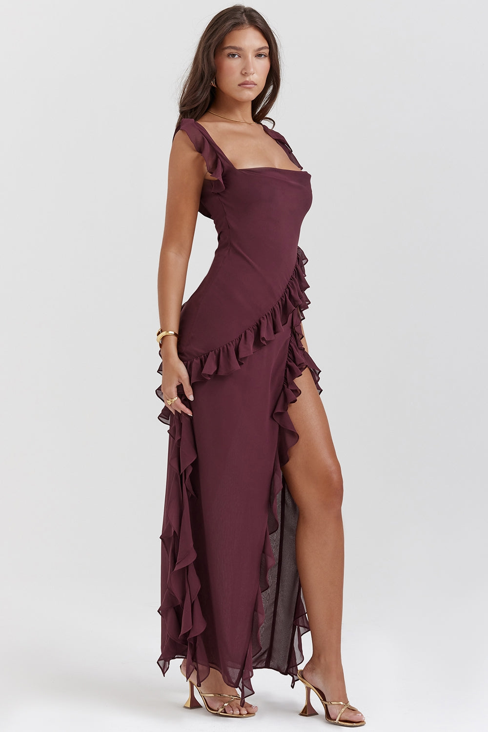 Mayumi - Langes Kleid mit Rüschen