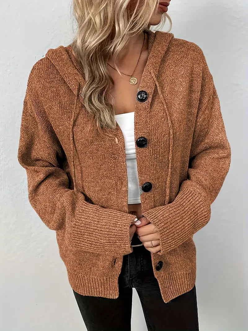 Suthida - Elegante Langarm Kapuzen Pullover Mit Taste