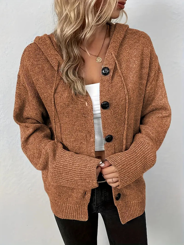Suthida - Elegante Langarm Kapuzen Pullover Mit Taste