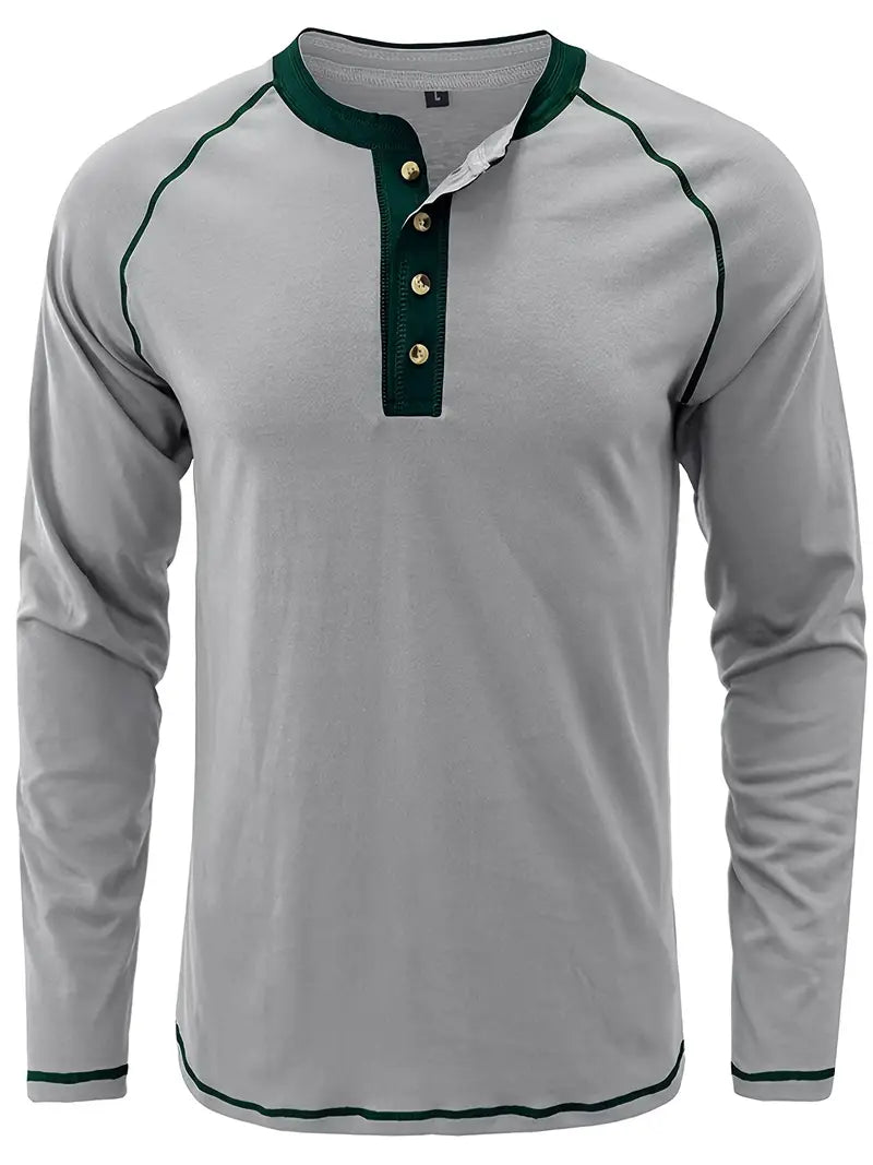 Sharma – Langärmliges Henley Hemd Mit Rundhalsausschnitt