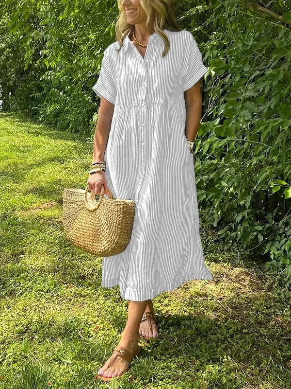 Samara - Stilvolles Gestreiftes Hemdkleid