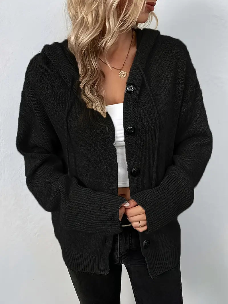 Suthida - Elegante Langarm Kapuzen Pullover Mit Taste