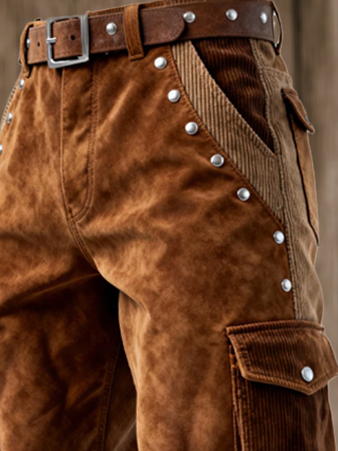 Curran – Vintage Im Freien Abenteuer Cordhose Mit Ziernähten Und Quasten