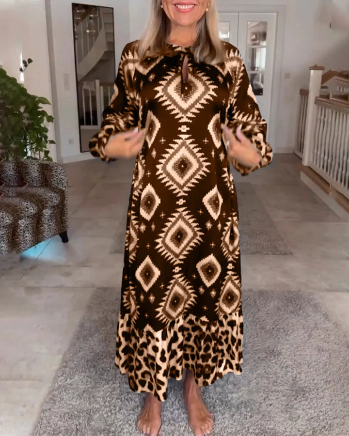 Mariah – Maxikleid Mit Leopardenmuster Und Langen Ärmeln
