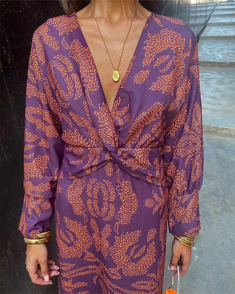 Dineke - Elegantes Kleid mit Langen Ärmeln und Blumendruck