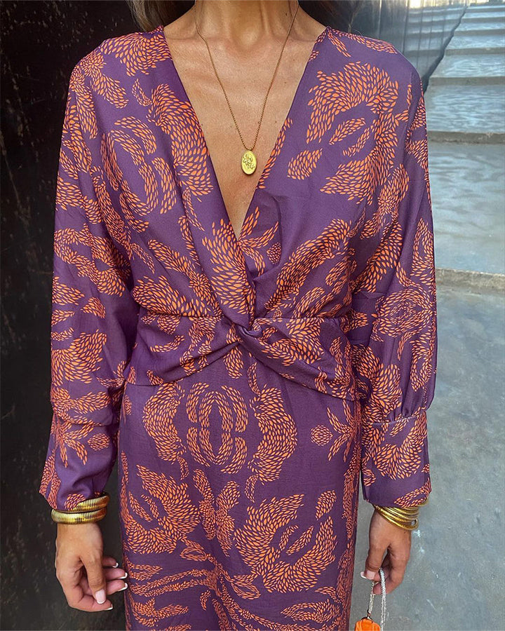 Dineke - Elegantes Kleid mit Langen Ärmeln und Blumendruck
