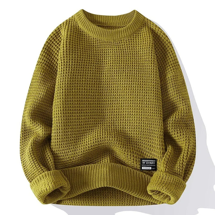 Henning – Waffelgestrickter Pullover Mit Langen Ärmeln
