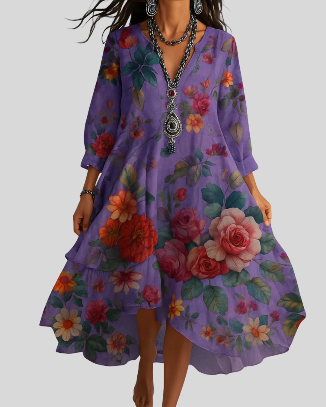 Debra – Maxikleid Mit Blumen Ausdrucken