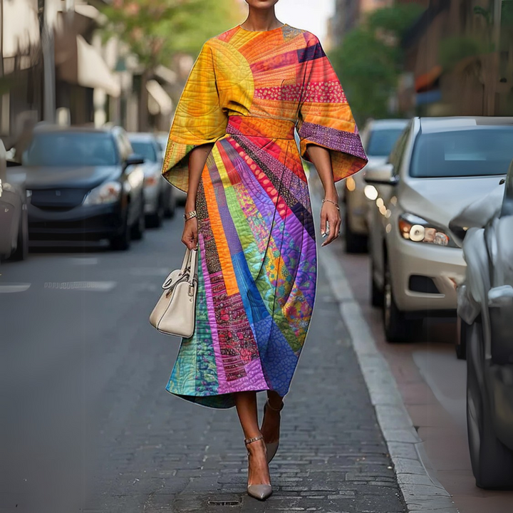 Lucy - Langes Kleid Mit Elastisch Taille