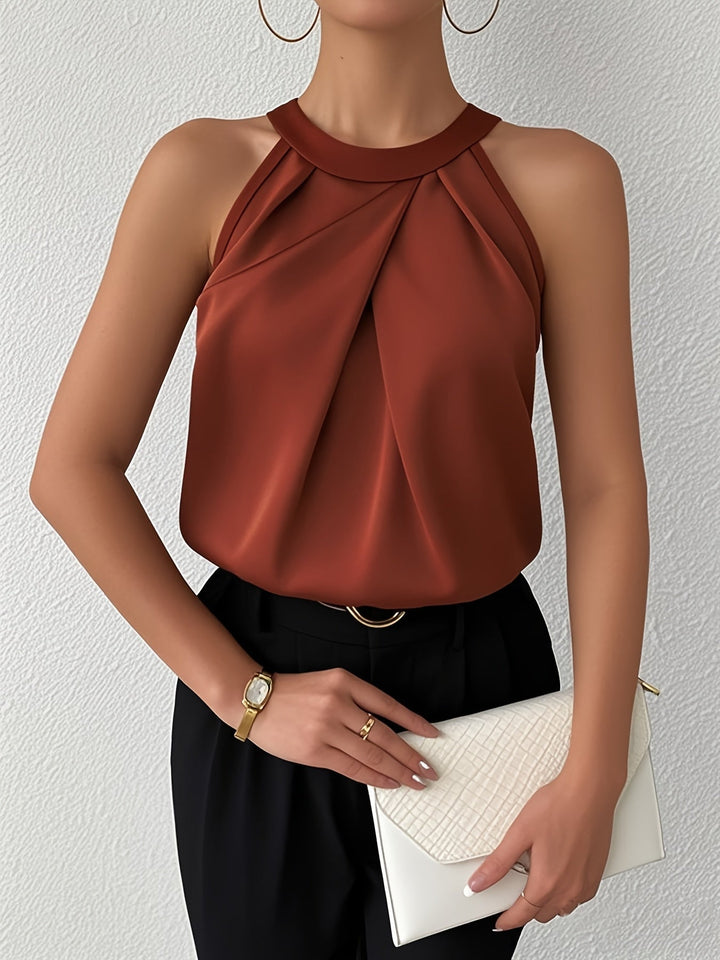 Cerys – Elegante Armellose Bluse Aus Polyamid