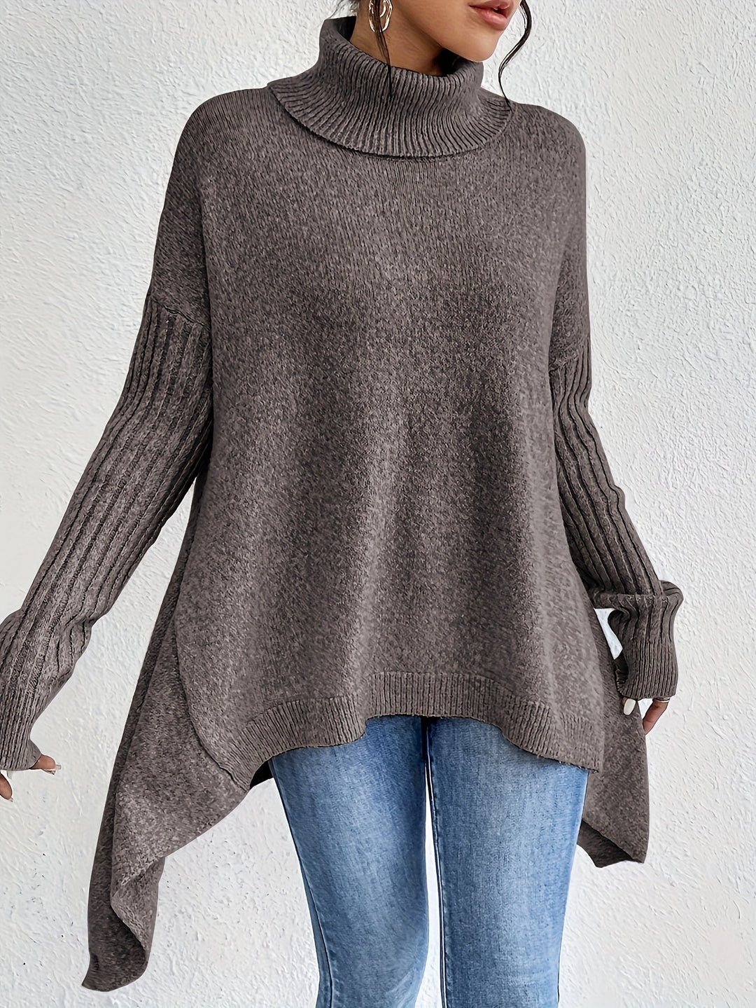 Tahlia – Lässiger Langarm-Pullover Mit Hohem Kragen