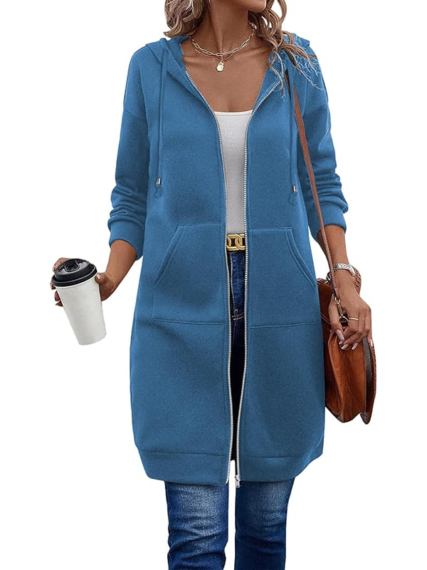 Dfida – Lässiger Fleece Kapuzenpullover Mit Reißverschluss