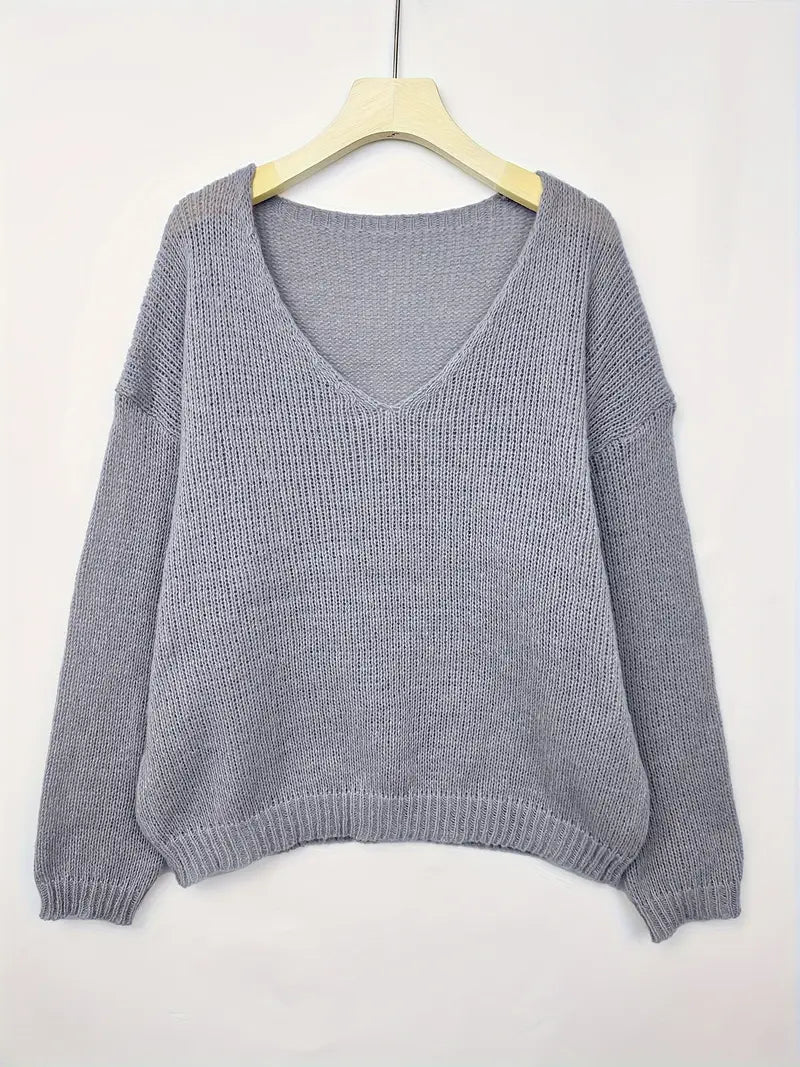 Schmidt – Lässiger Langarm Pullover Mit V-Ausschnitt