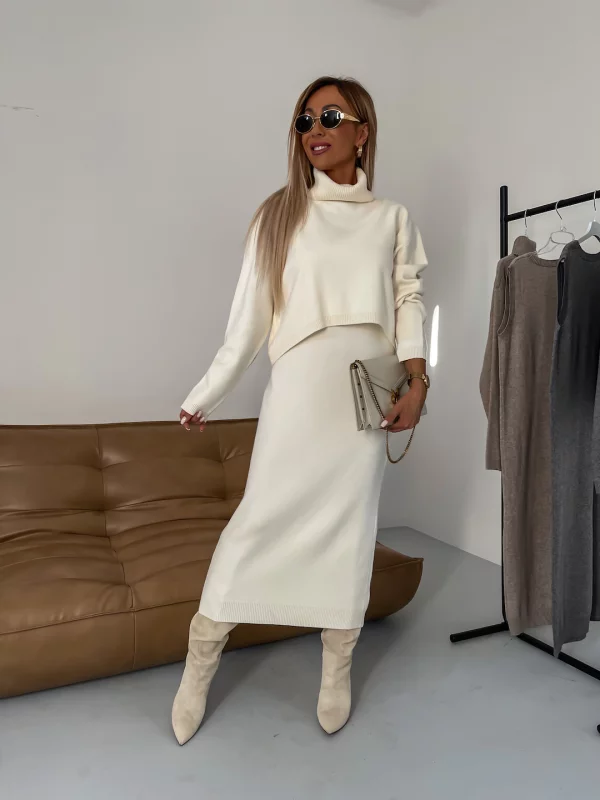 Kathleen – Zweiteiliges Winter Strick Satz Mit Rollkragen