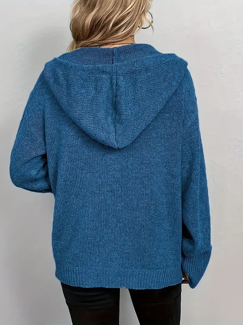 Suthida - Elegante Langarm Kapuzen Pullover Mit Taste