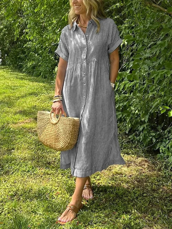 Samara - Stilvolles Gestreiftes Hemdkleid