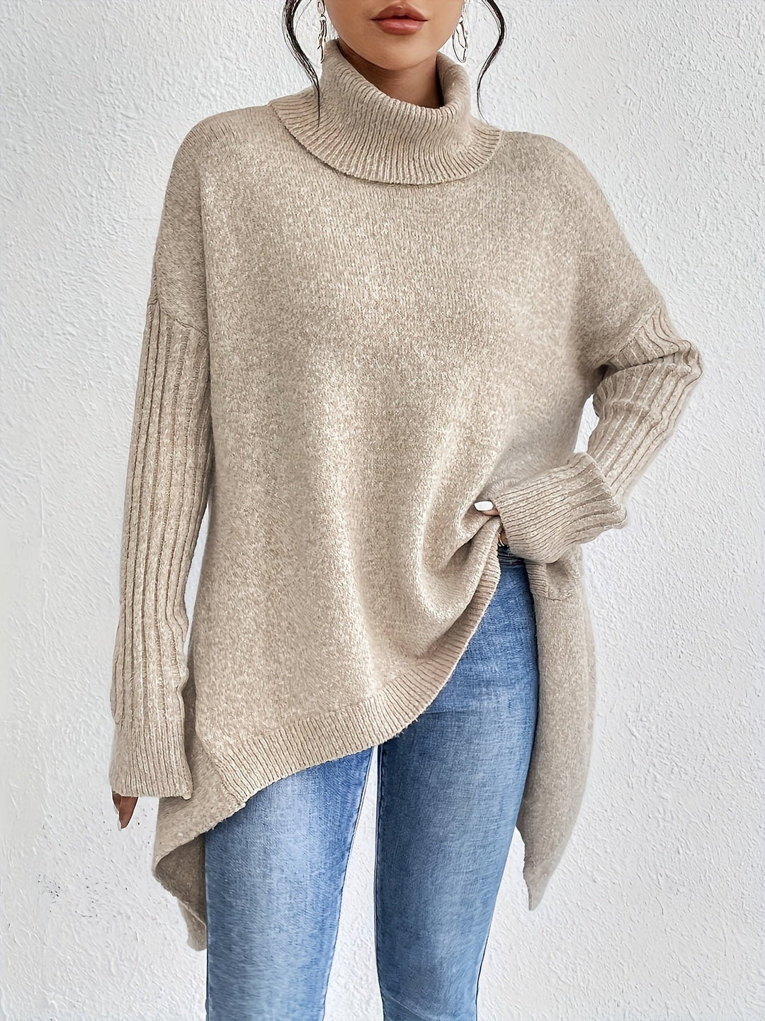 Tahlia – Lässiger Langarm-Pullover Mit Hohem Kragen