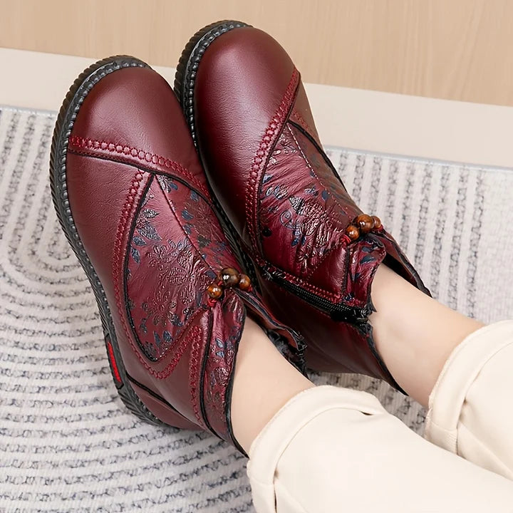 Robbie – Vintage Lederstiefeletten Mit Blumenmuster