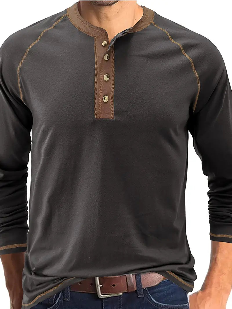 Sharma – Langärmliges Henley Hemd Mit Rundhalsausschnitt