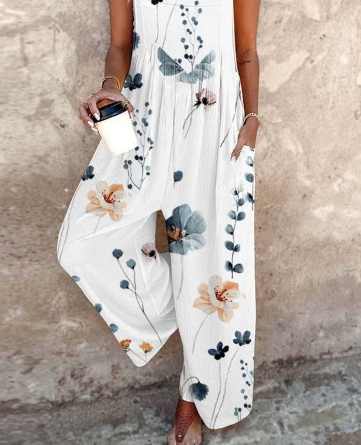 Nerys – Stilvoller Armelloser Jumpsuit Mit Blumen Drucken