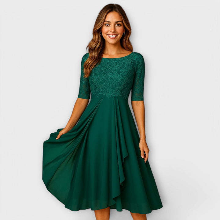 Martyna – Midi Kleid mit Spitzenärmeln