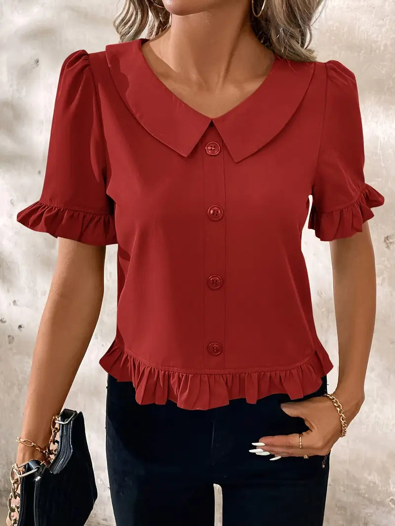 Foteini - Elegante Bluse Mit Kurzen Ärmeln