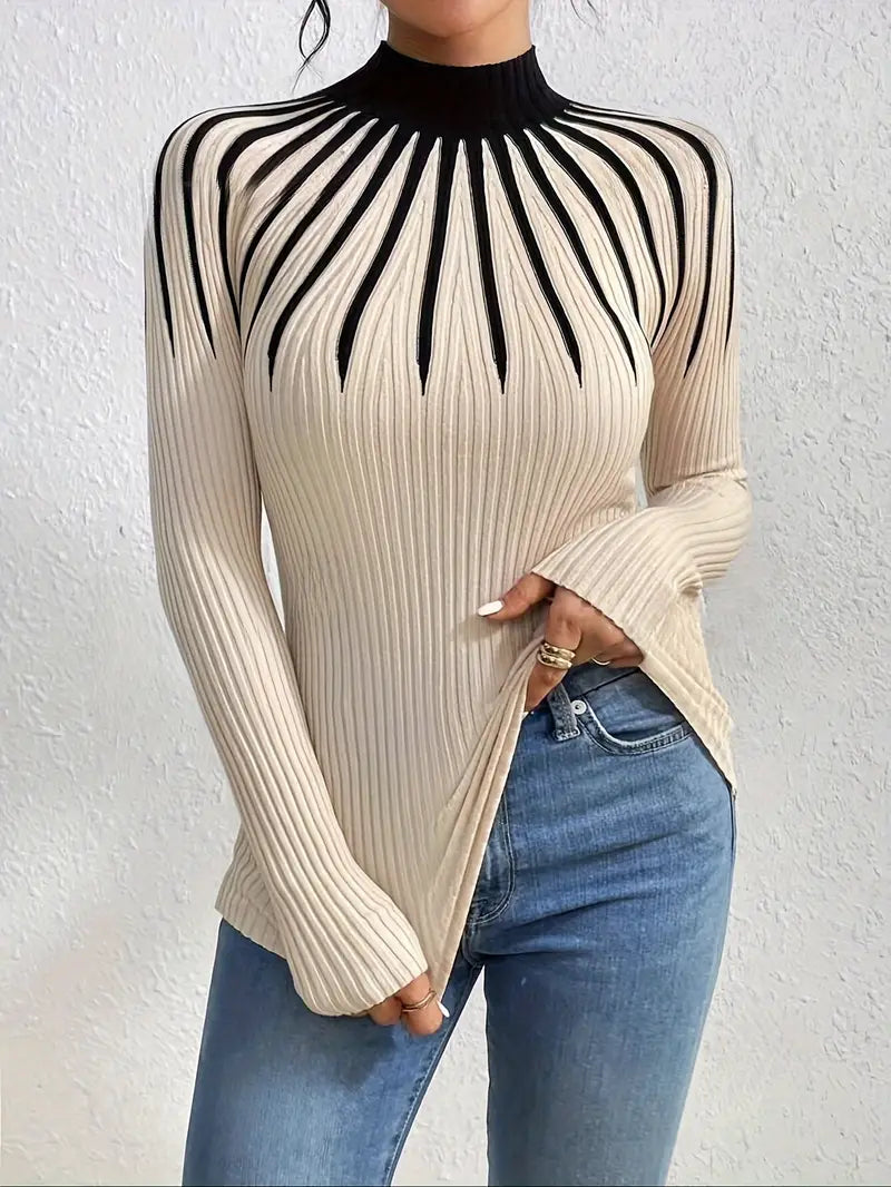 Maider – Eleganter Langarm Pullover Mit Hoher Kragen