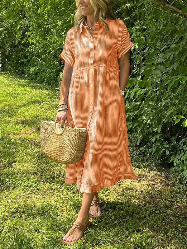 Samara - Stilvolles Gestreiftes Hemdkleid
