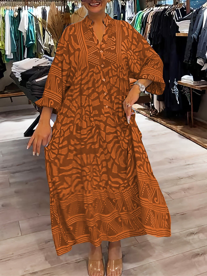 Elyanna - Bedrucktes Kleid Mit V-Ausschnitt
