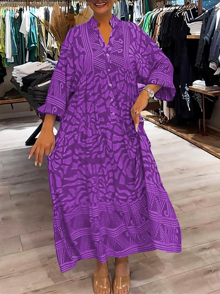 Elyanna - Bedrucktes Kleid Mit V-Ausschnitt