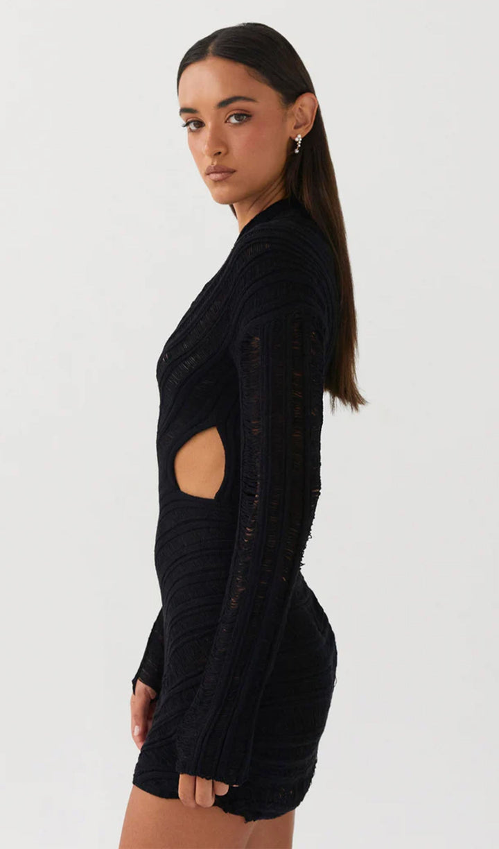 Veleda - Ausgeschnittenes Minikleid mit Strukturiertem Muster