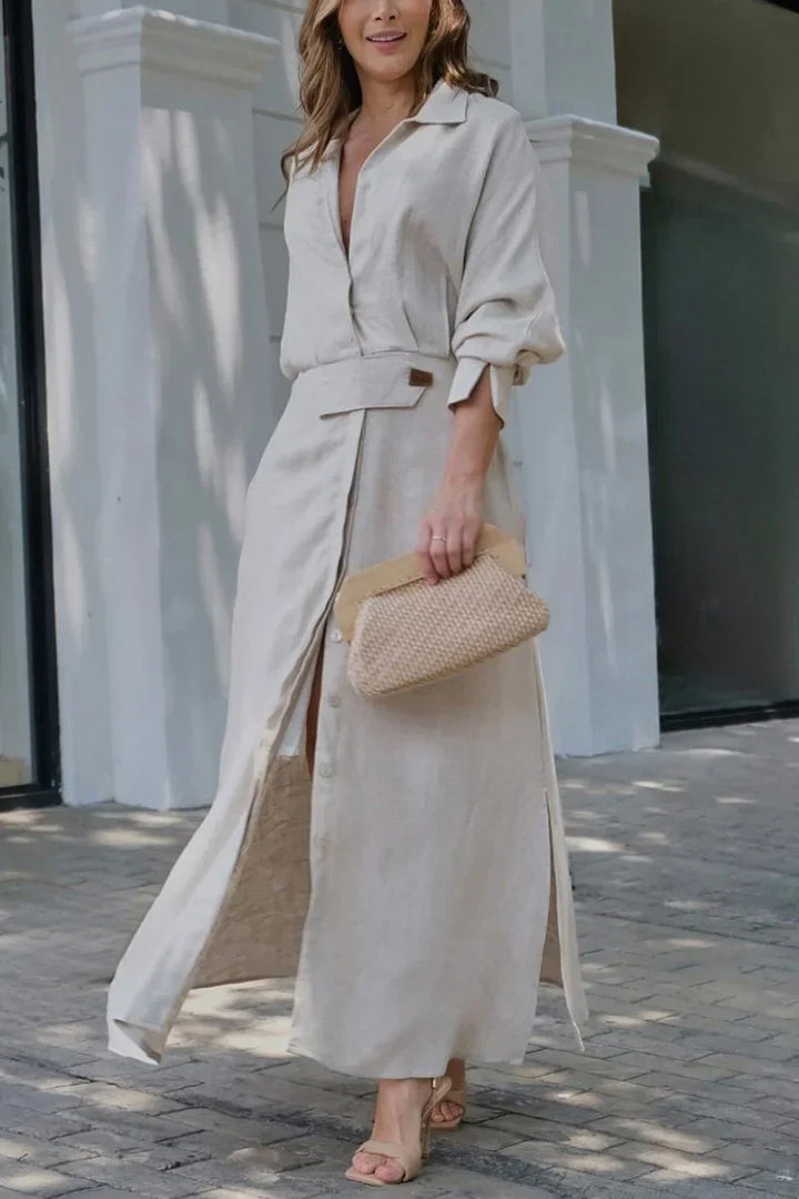Simona - Baumwolle und Leinen Maxikleid